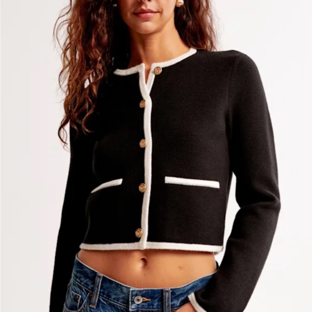 Abercrombie & Fitch Black Blazer with White Trim